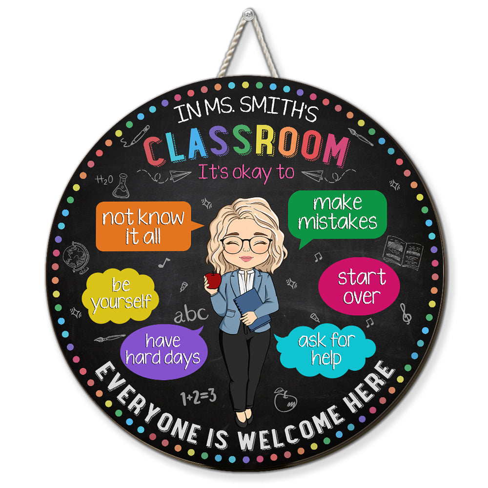 In My Classroom Everything Is Okay - Personalized Custom Wood Sign