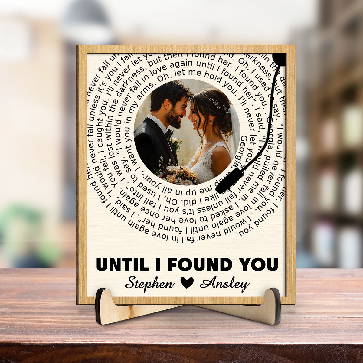 Custom Couple Photo And Favorite Spiral Song Lyrics - Personalized Custom Wooden Plaque