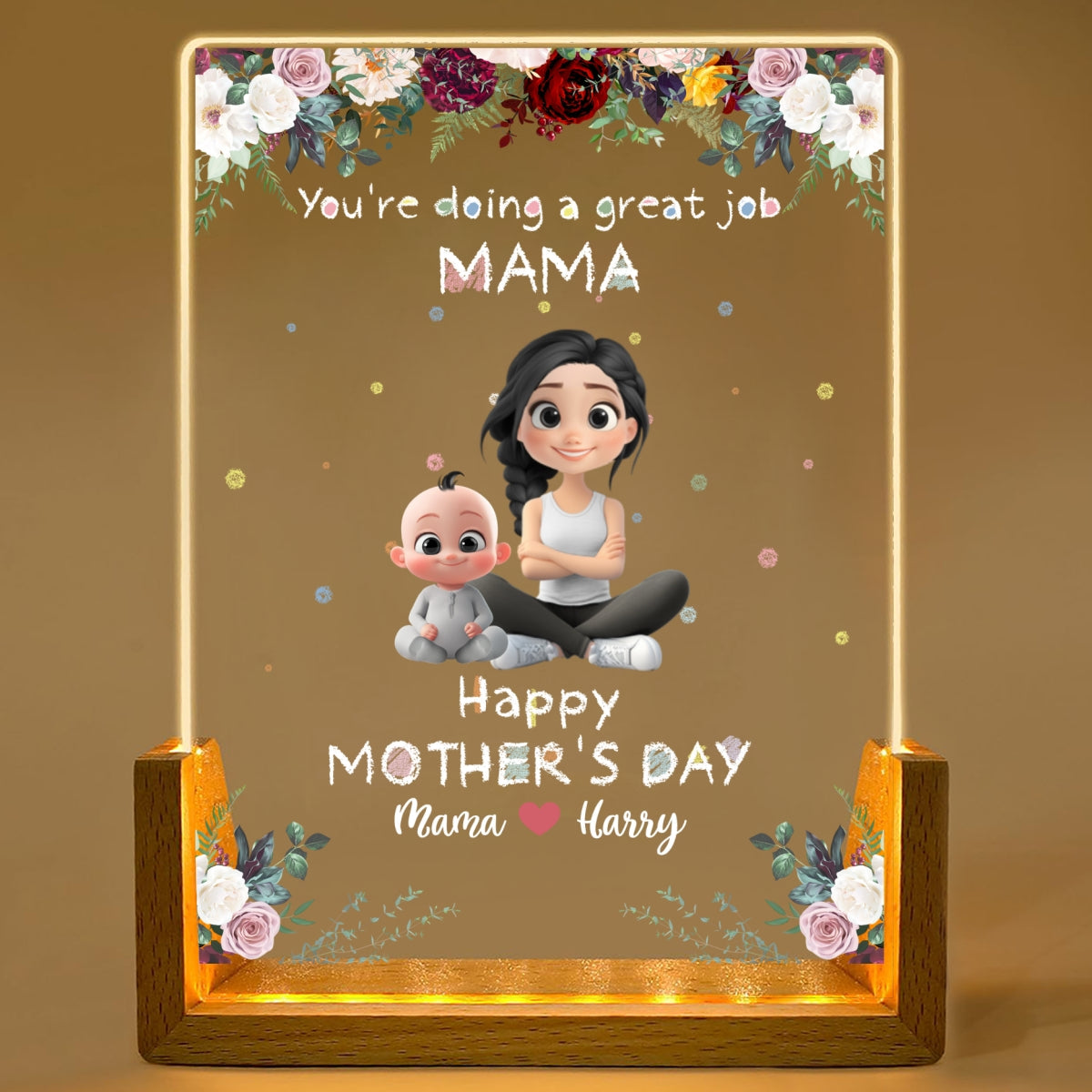 Great Mommy - Personalized Custom Plaque With Walnut Base
