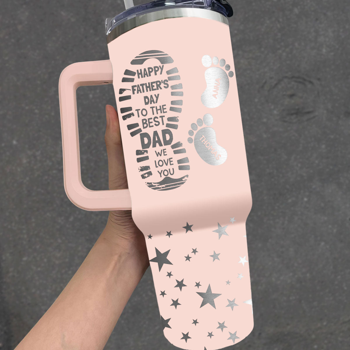 To The Best Dad - Personalized Custom Engraved 40oz Tumbler With Handle