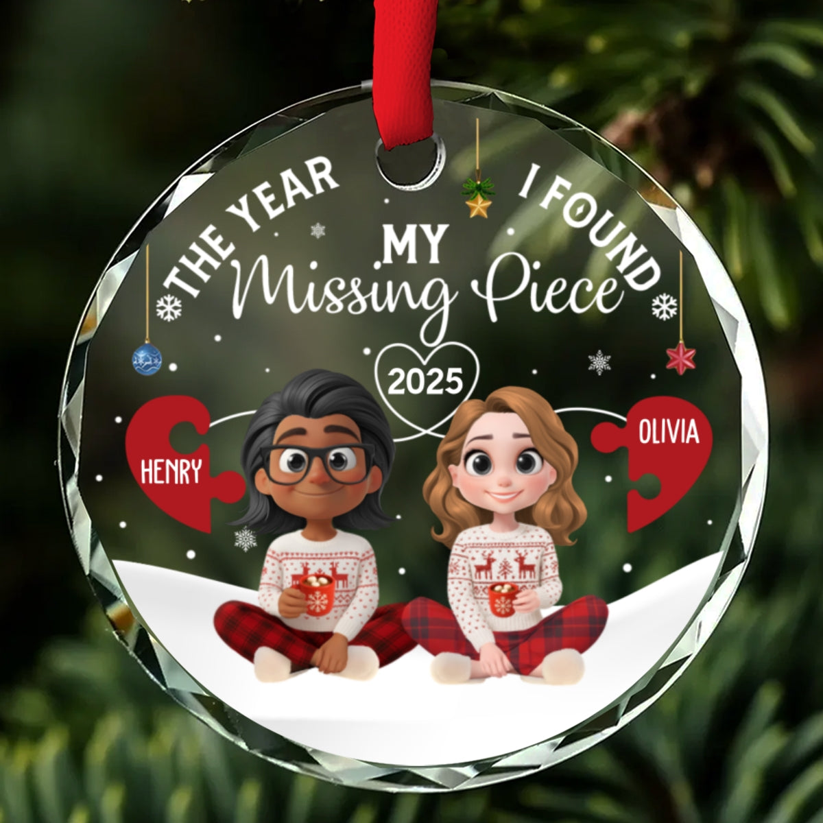 Missing Piece Was Found - Personalized Custom Glass Ornament
