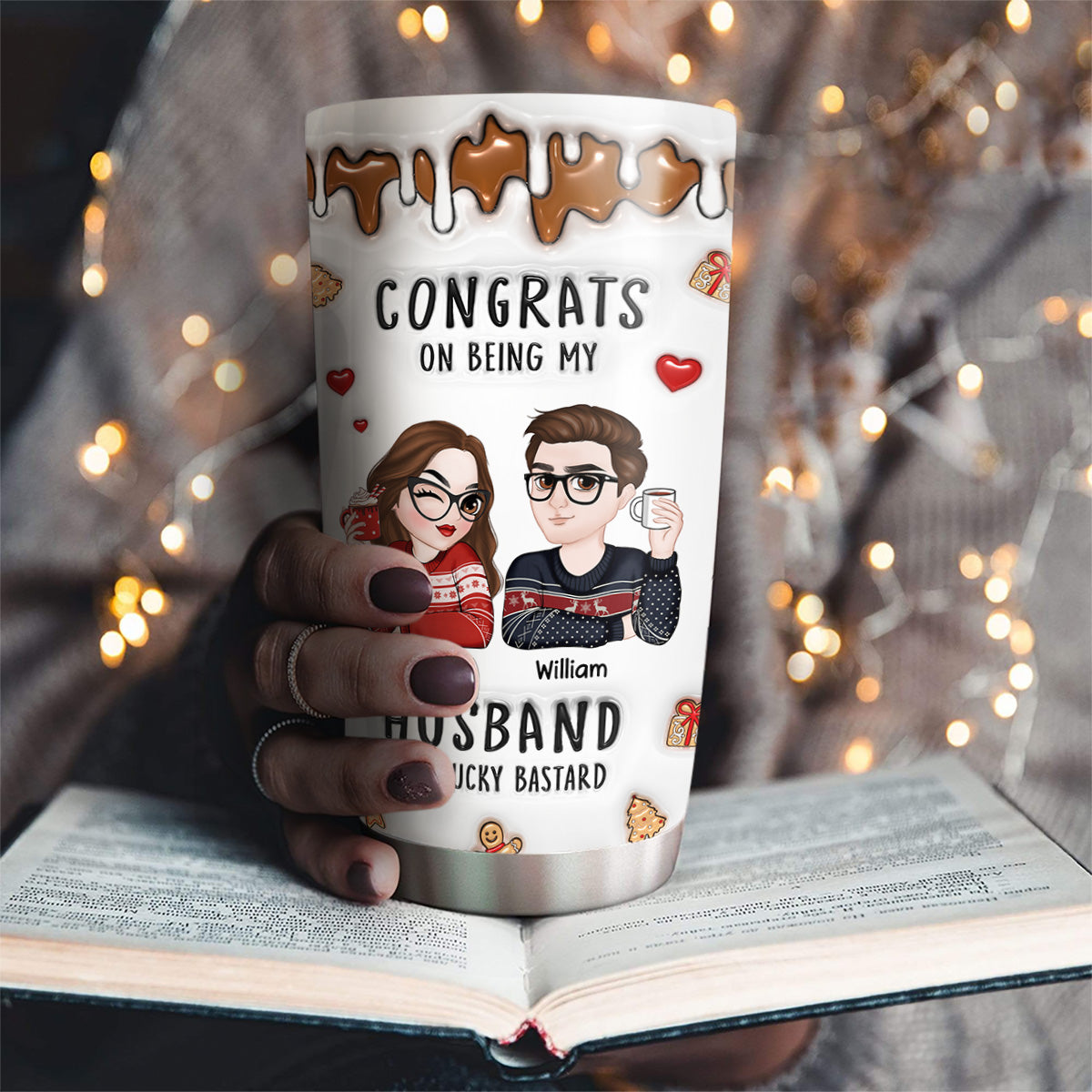 Congrats On Being My Husband Merry Christmas - Personalized Custom 3D Inflated Effect Tumbler