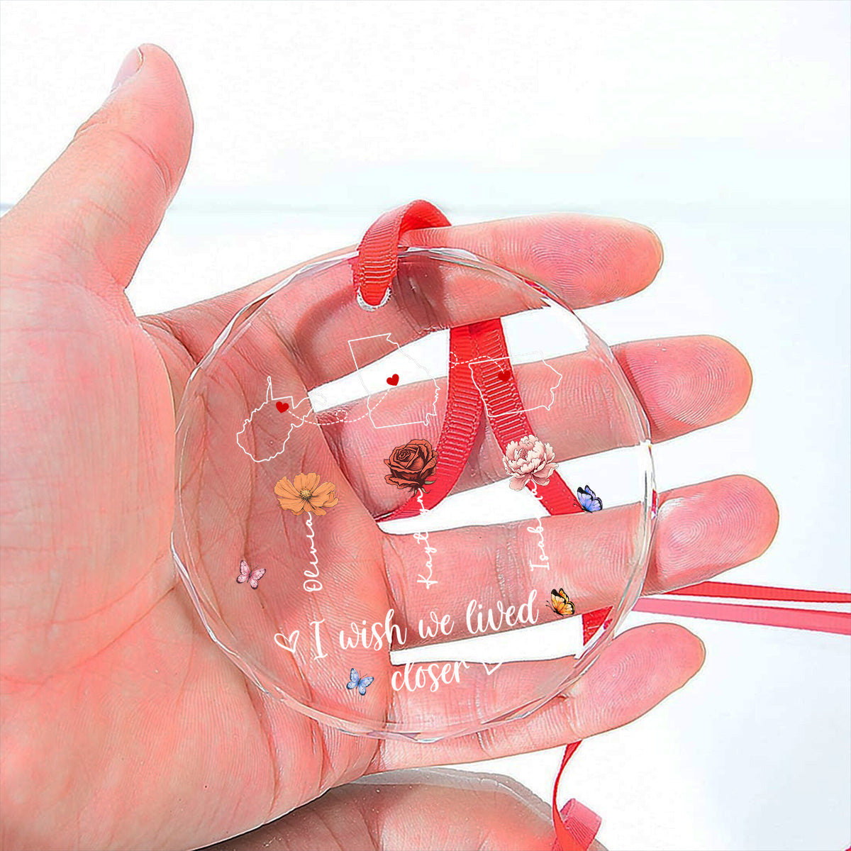 Always Close At Heart - Personalized Custom Glass Ornament