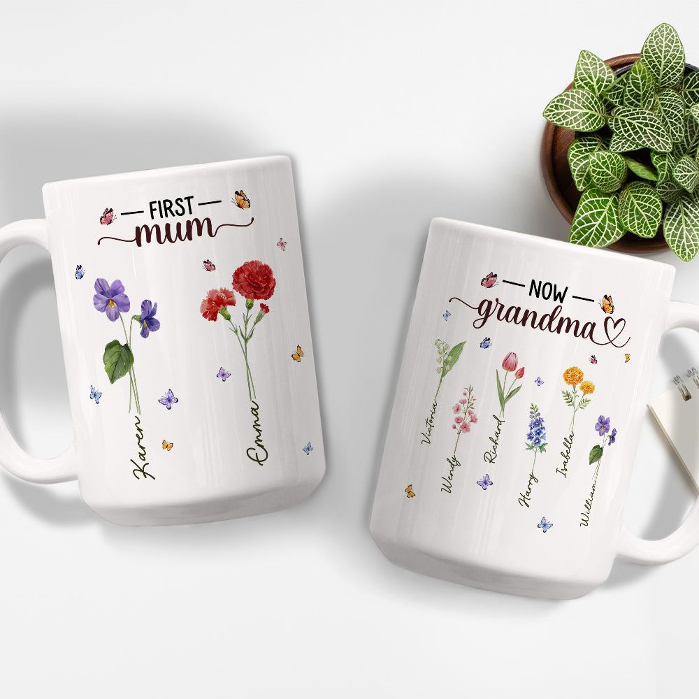 Grandma Flowers - Personalized Custom Coffee Mug