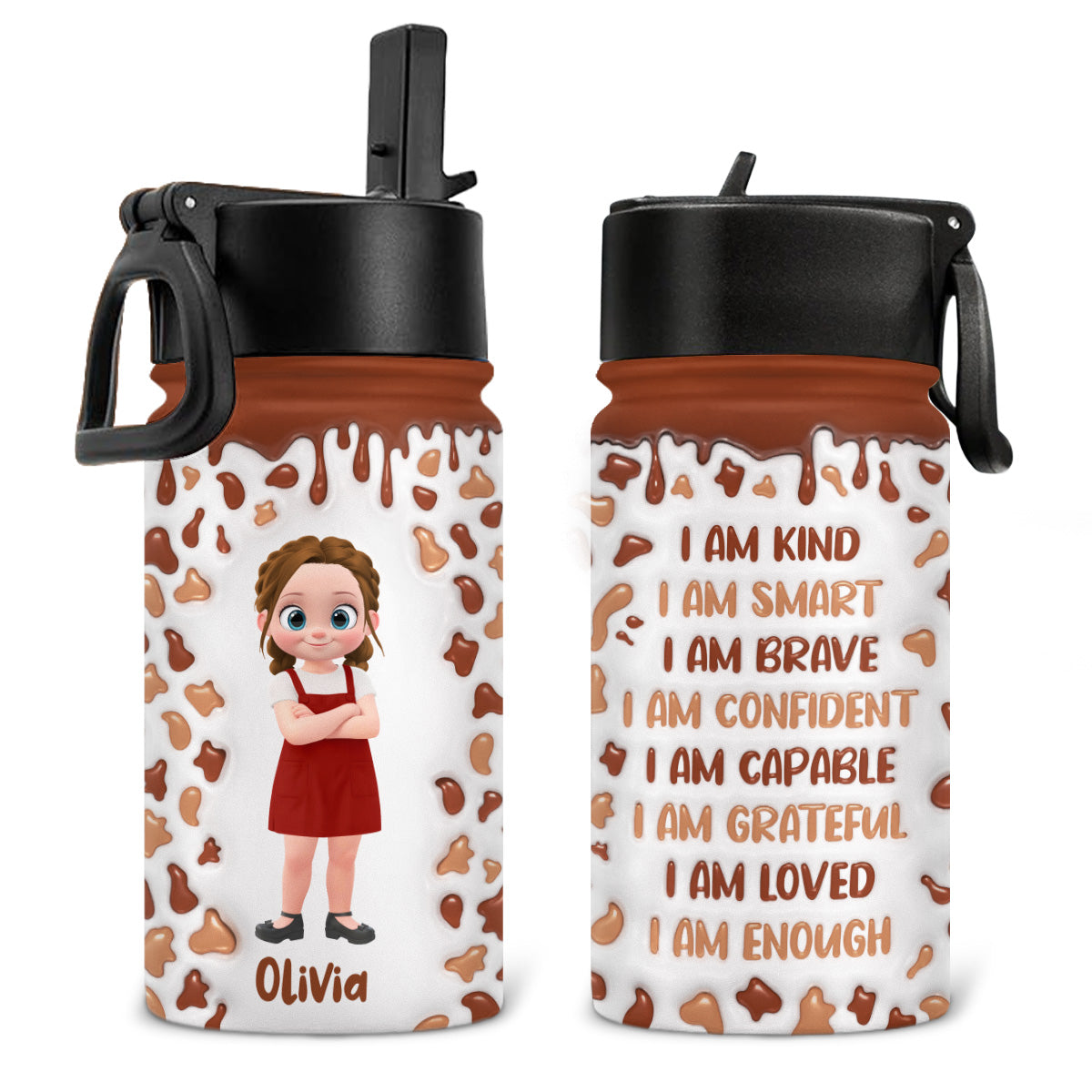 Sweet Baby Like Milk - Personalized Custom 3D Inflated Effect Kids Water Bottle