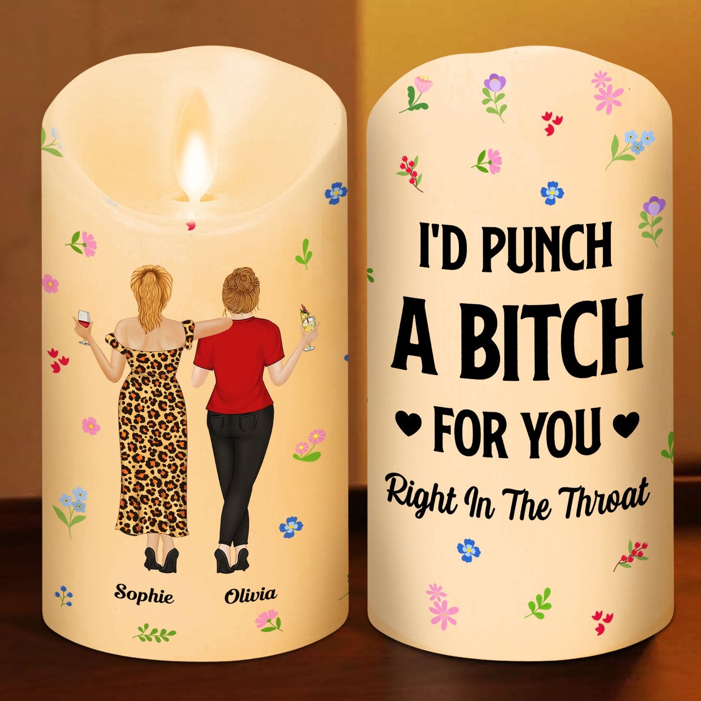 Punch Bitch Besties - Personalized Custom LED Candle
