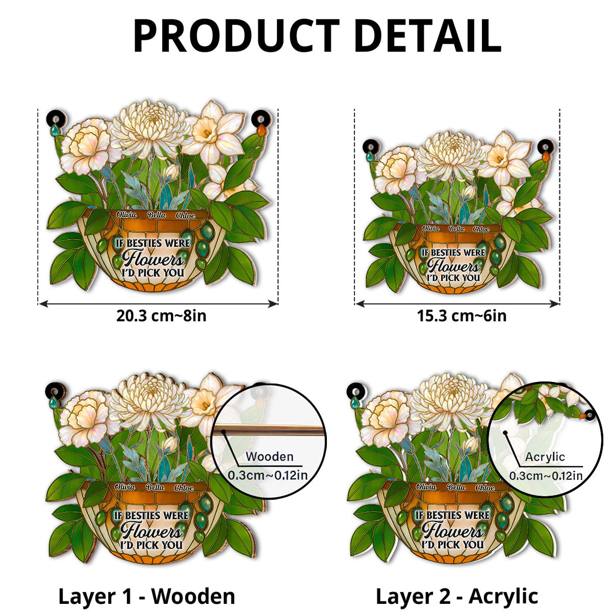 Besties Bloom Together - Personalized Custom Suncatcher