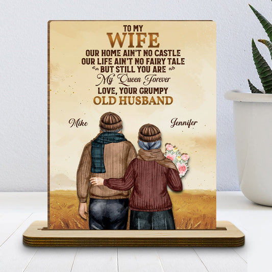 To My Wife You Are My Queen Forever - Personalized Custom 2-Layer Wood Plaque With Flat Base