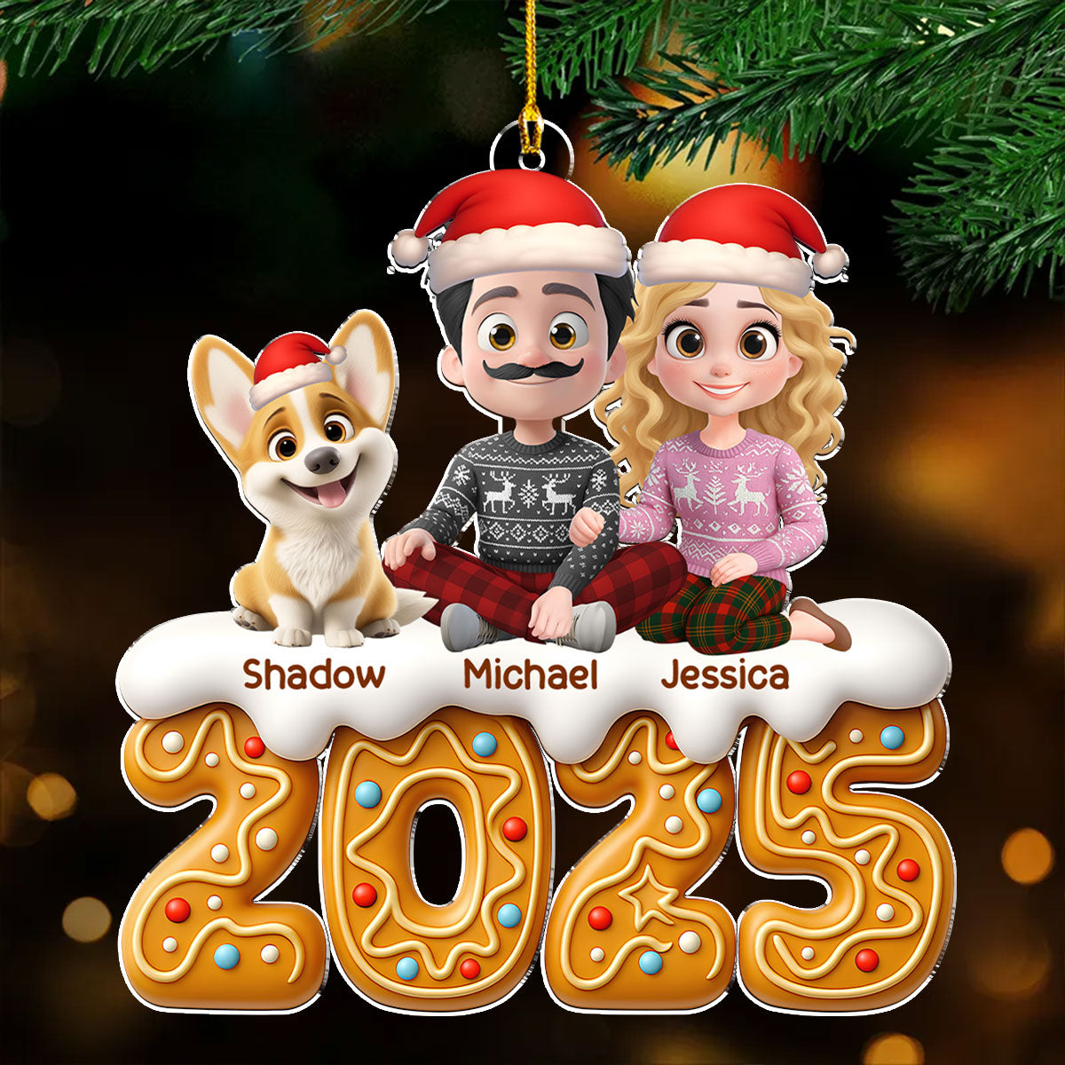 Couple And Dog Of The Year - Personalized Custom Acrylic Ornament