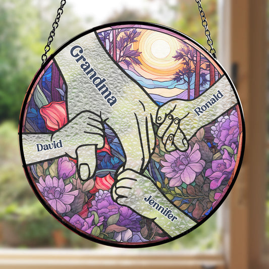 Hold Our Hands And Our Hearts - Personalized Custom Window Hanging Suncatcher