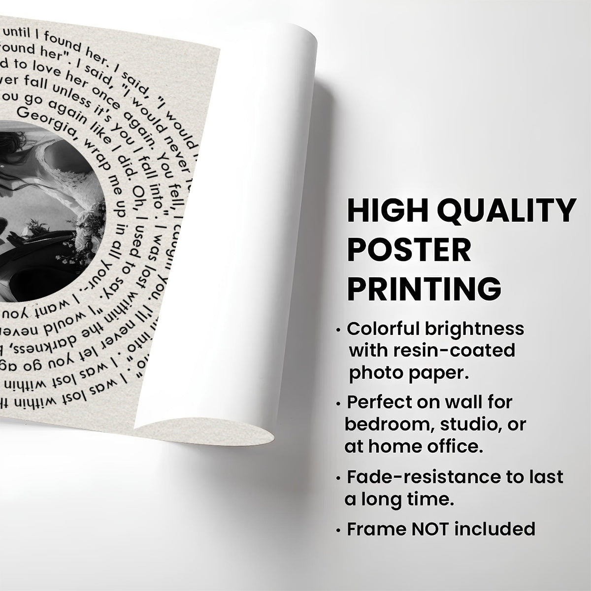 Custom Couple Photo And Favorite Spiral Song Lyrics - Personalized Custom Poster