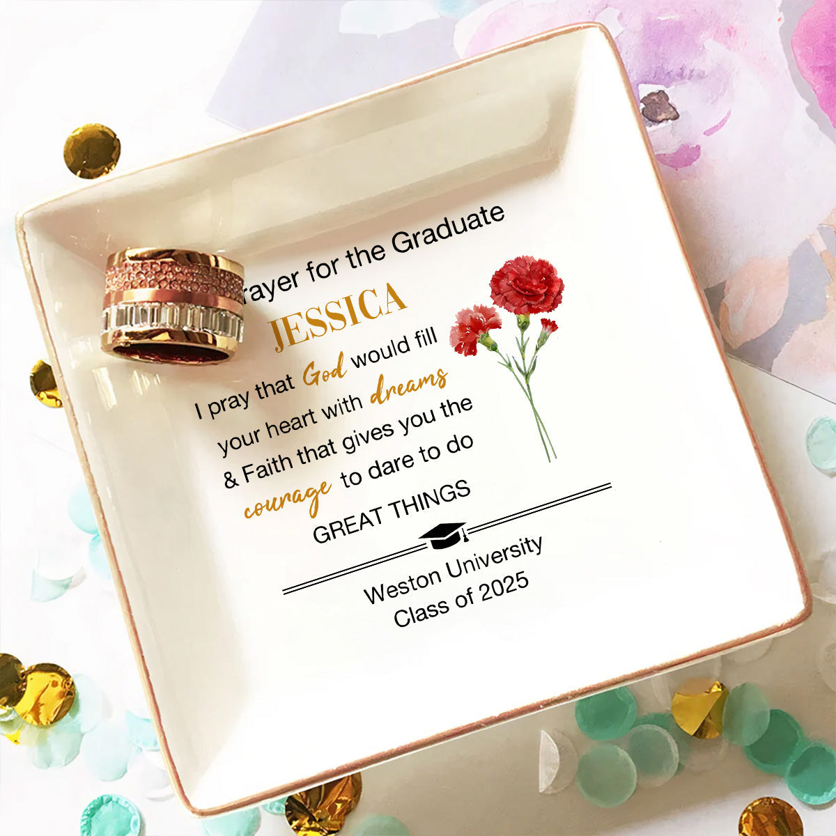 A Prayer For The Graduate - Personalized Custom Jewelry Dish