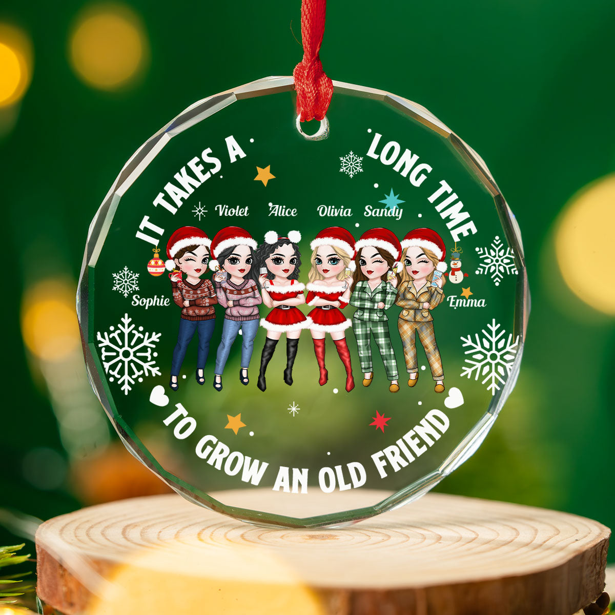 Besties Christmas - Personalized Custom Glass Ornament
