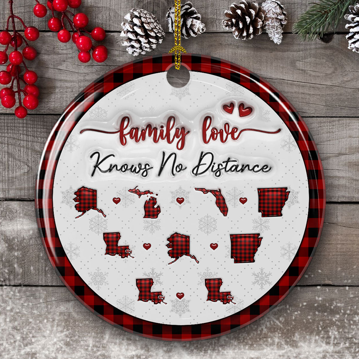 The Love Between Family Knows No Distance - Personalized Custom 3D Inflated Effect Ceramic Ornament