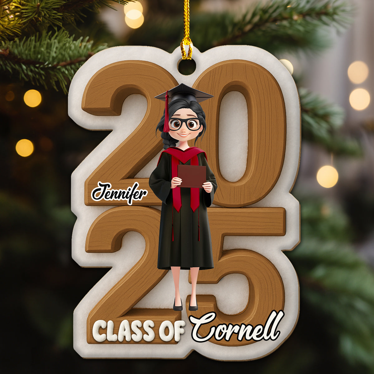 Graduated This Year - Personalized Custom 3D Effect Wood Ornament