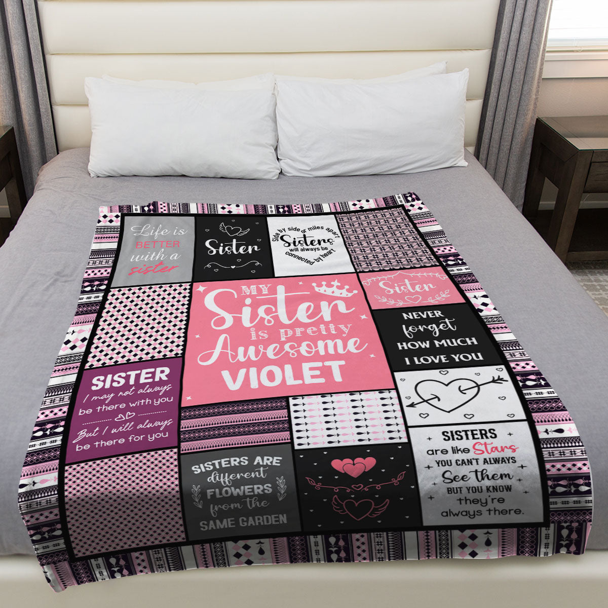 My Sister Is Pretty Awesome - Personalized Custom Fleece Blanket