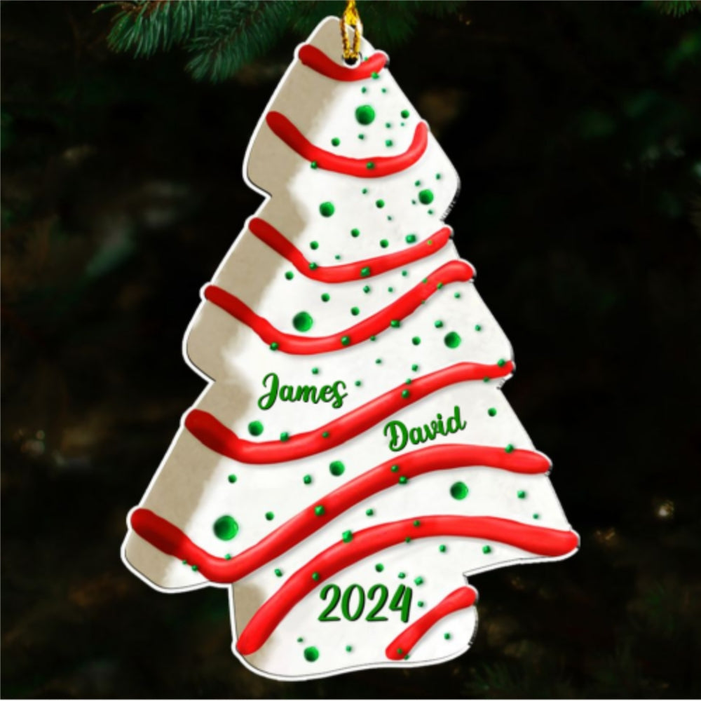 (Render file) Christmas Tree Cake Custom Name - Personalized Custom 3D Effect Acrylic Ornament