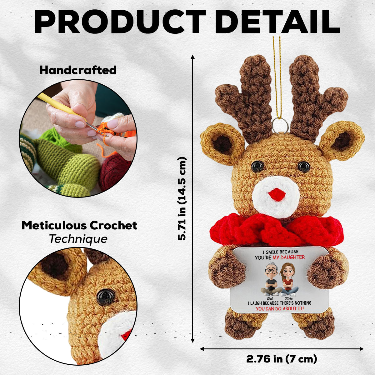 My Daughter - Personalized Custom Deer Crocheted Ornament