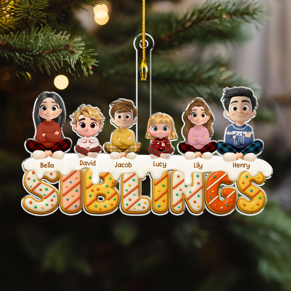 Siblings Forever Version 2 - Personalized Custom Acrylic Ornament