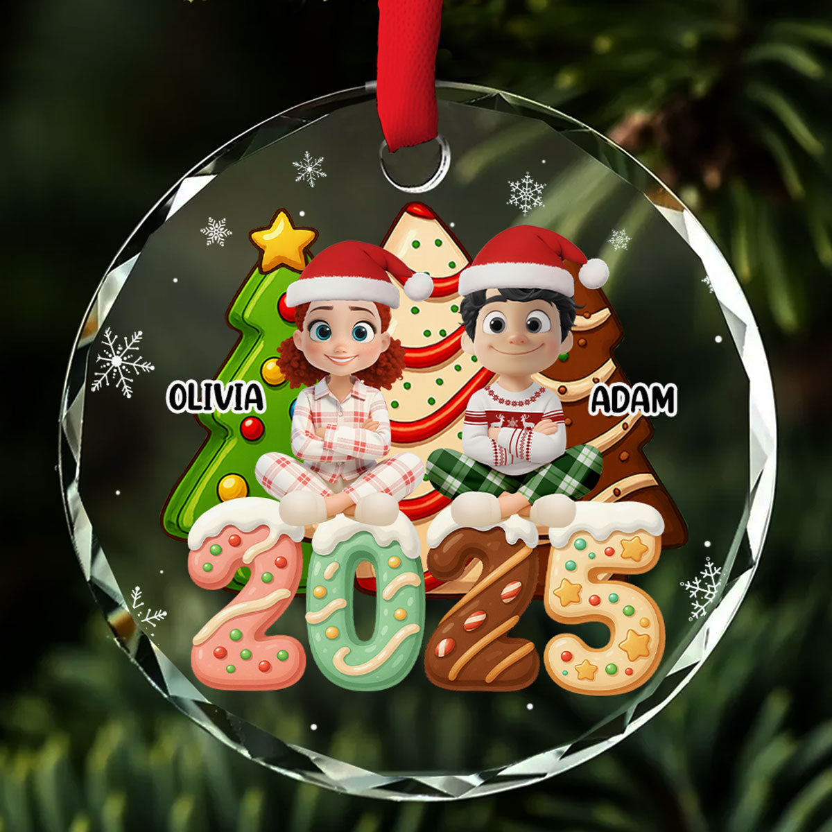 Family Cake - Personalized Custom Glass Ornament