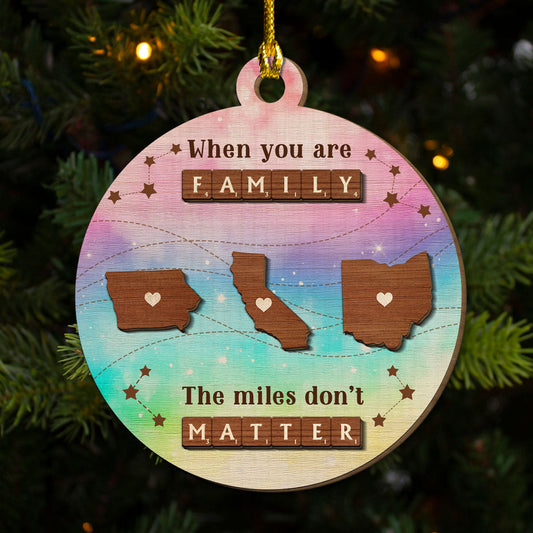 Miles Apart, But Hearts Always Together - Personalized Custom Freeshape 2-Layered Wood Ornament