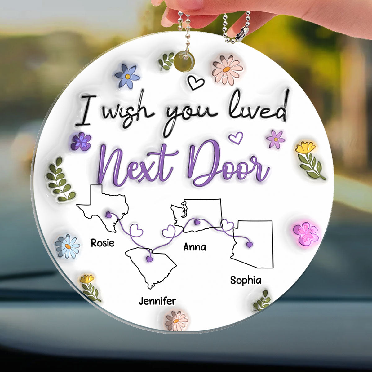 I Wish We Lived Closer - Personalized Custom 3D Inflated Effect Car Ornament