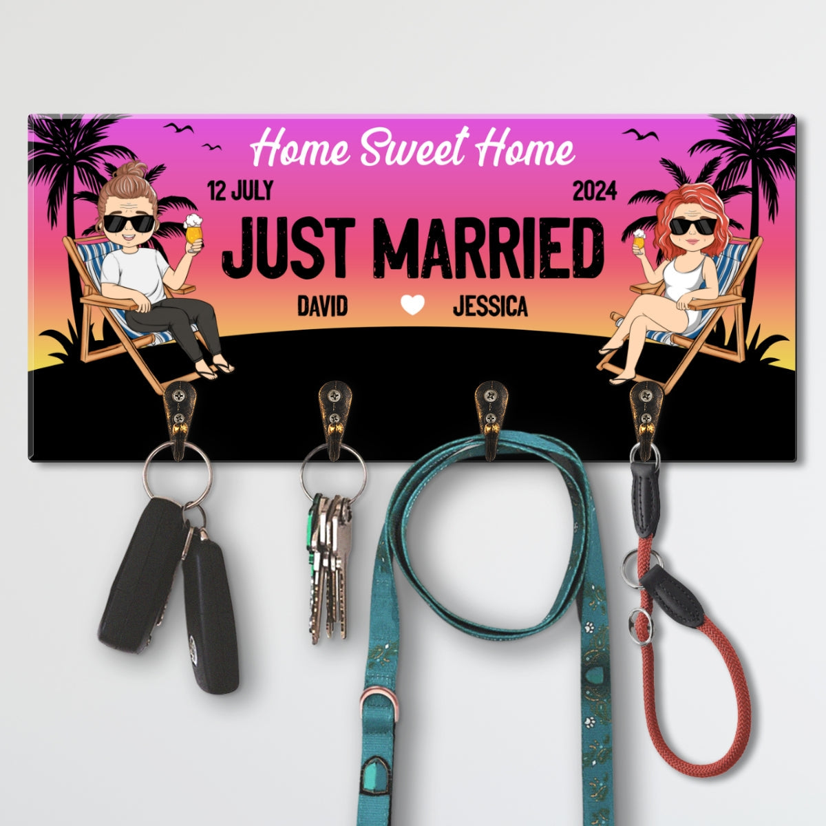 Just Married - Personalized Custom Key Holder