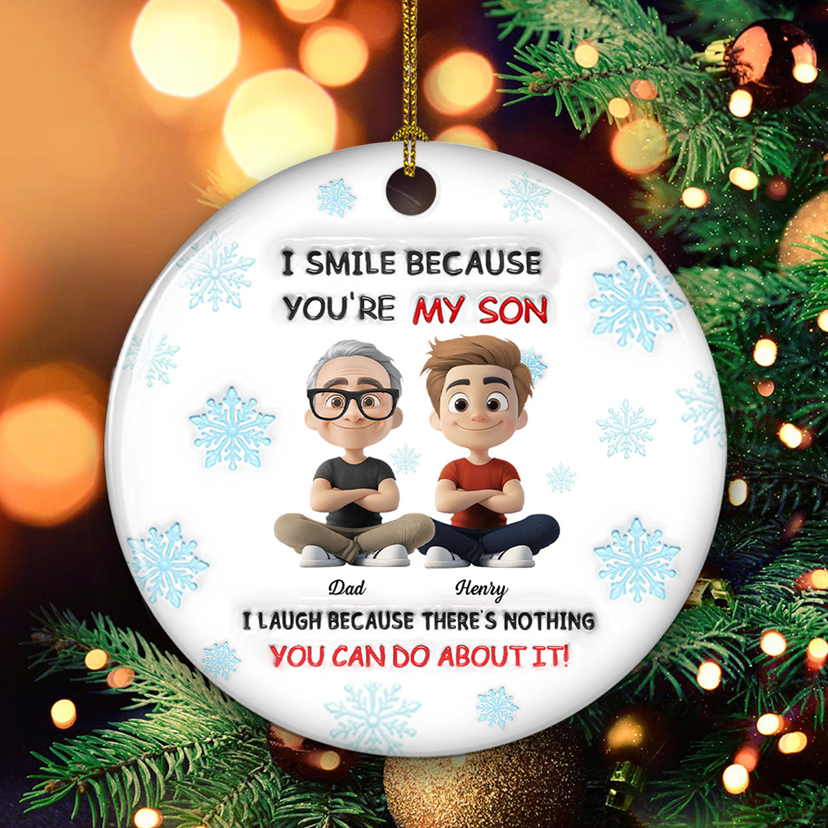 For Son - Personalized Custom 3D Inflated Effect Ceramic Ornament