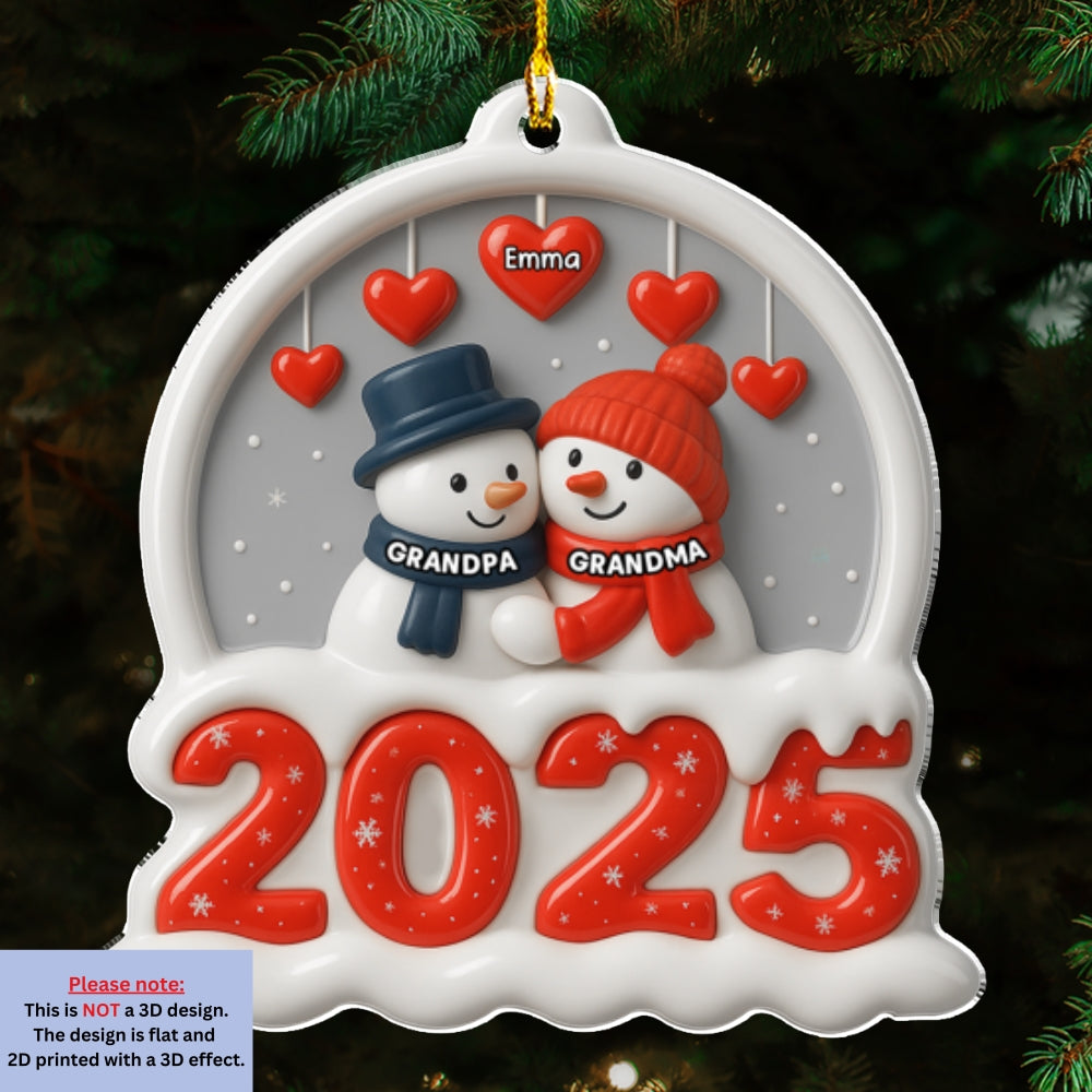 Grandma Grandpa And Grandkids Christmas - Personalized Custom Acrylic Ornament