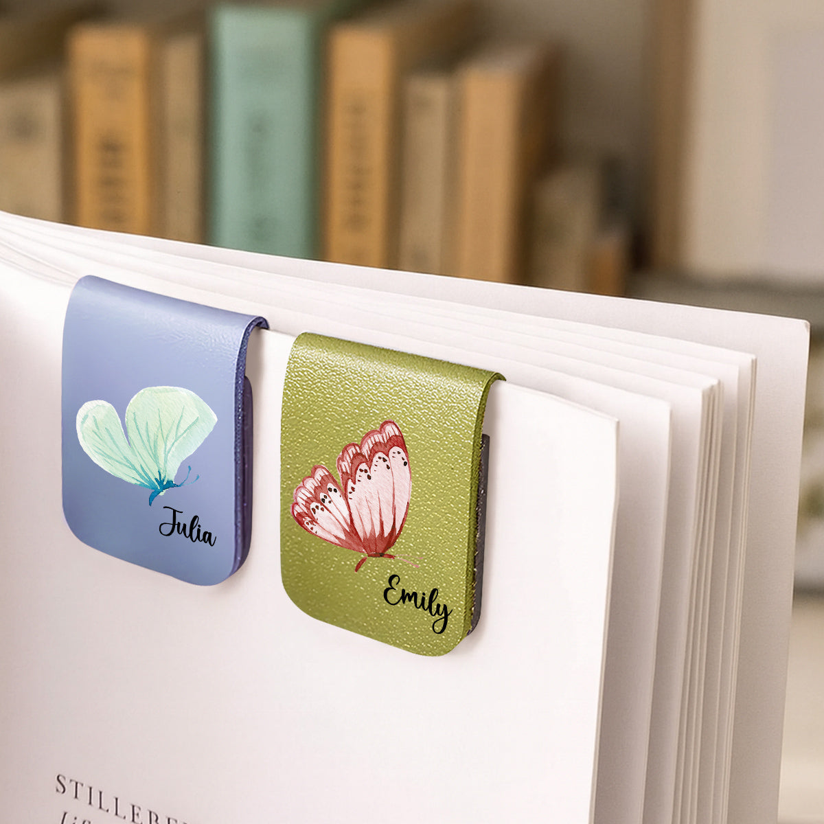 Floral Butterfly - Personalized Custom Leather Bookmark