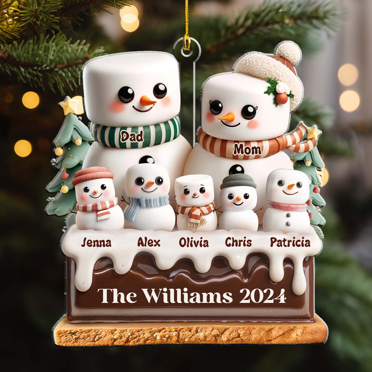 Marshmallow Lovely Family - Personalized Custom Acrylic Ornament