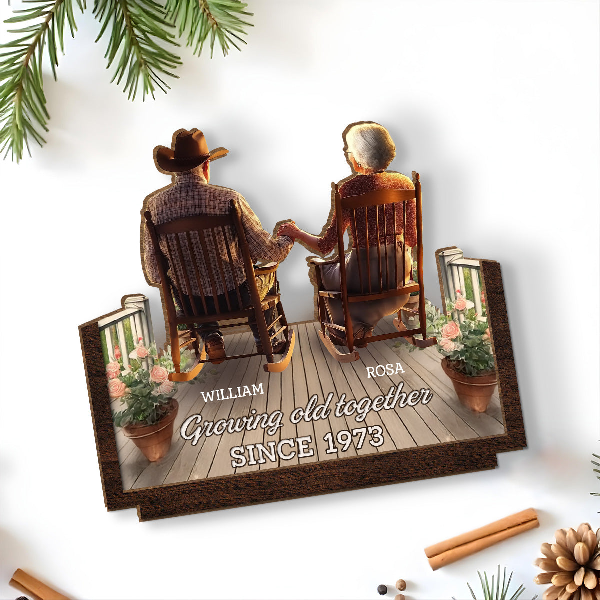 Porchside Bliss - Personalized Custom 2-Layer Wood Plaque With Flat Base