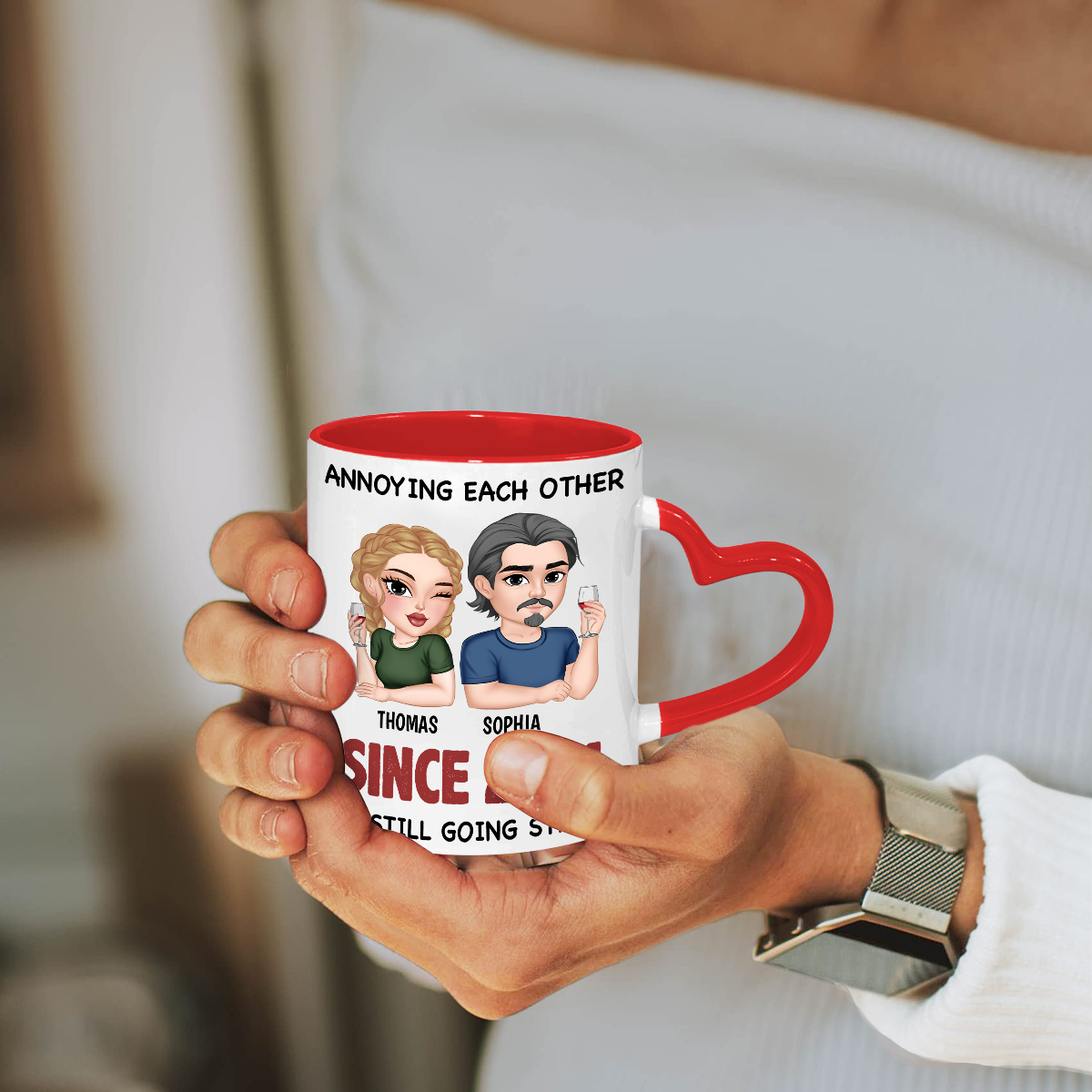 My Love - Personalized Custom Heart Handle Mug