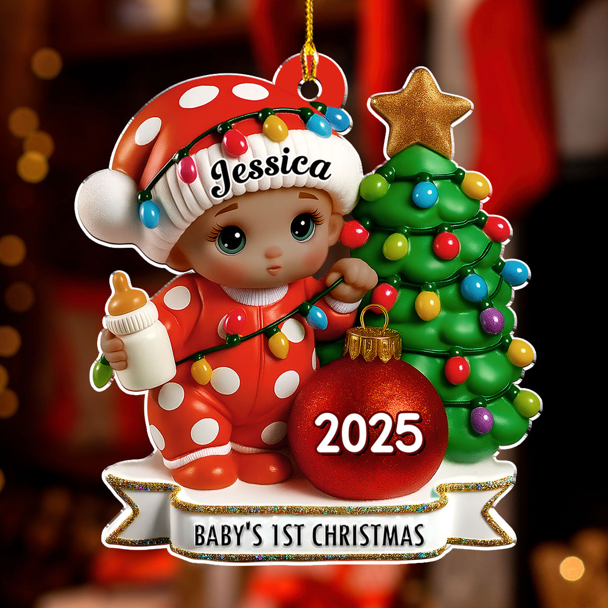 Red Dot Holiday - Personalized Custom Acrylic Ornament