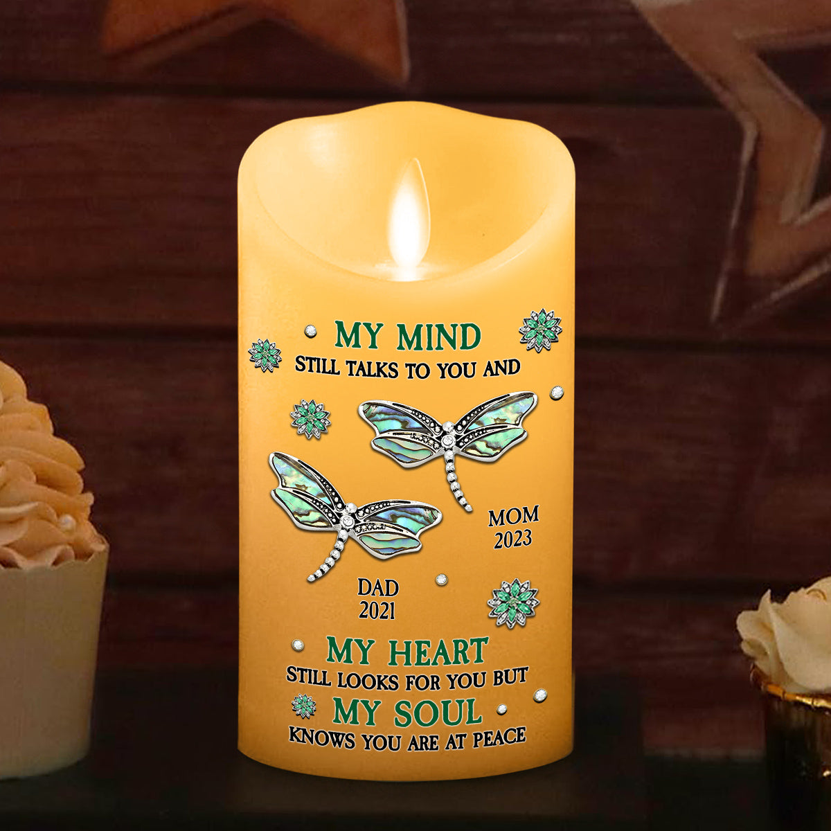 Dragonfly My Mind My Heart My Soul - Personalized Custom LED Candle