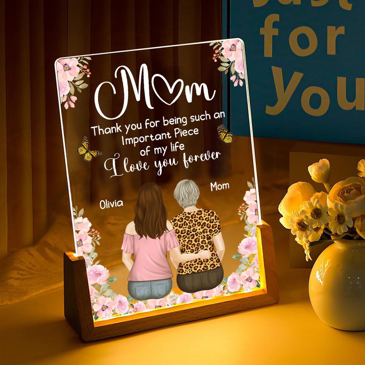 Mother And Daughter - Personalized Custom Plaque With Walnut Base