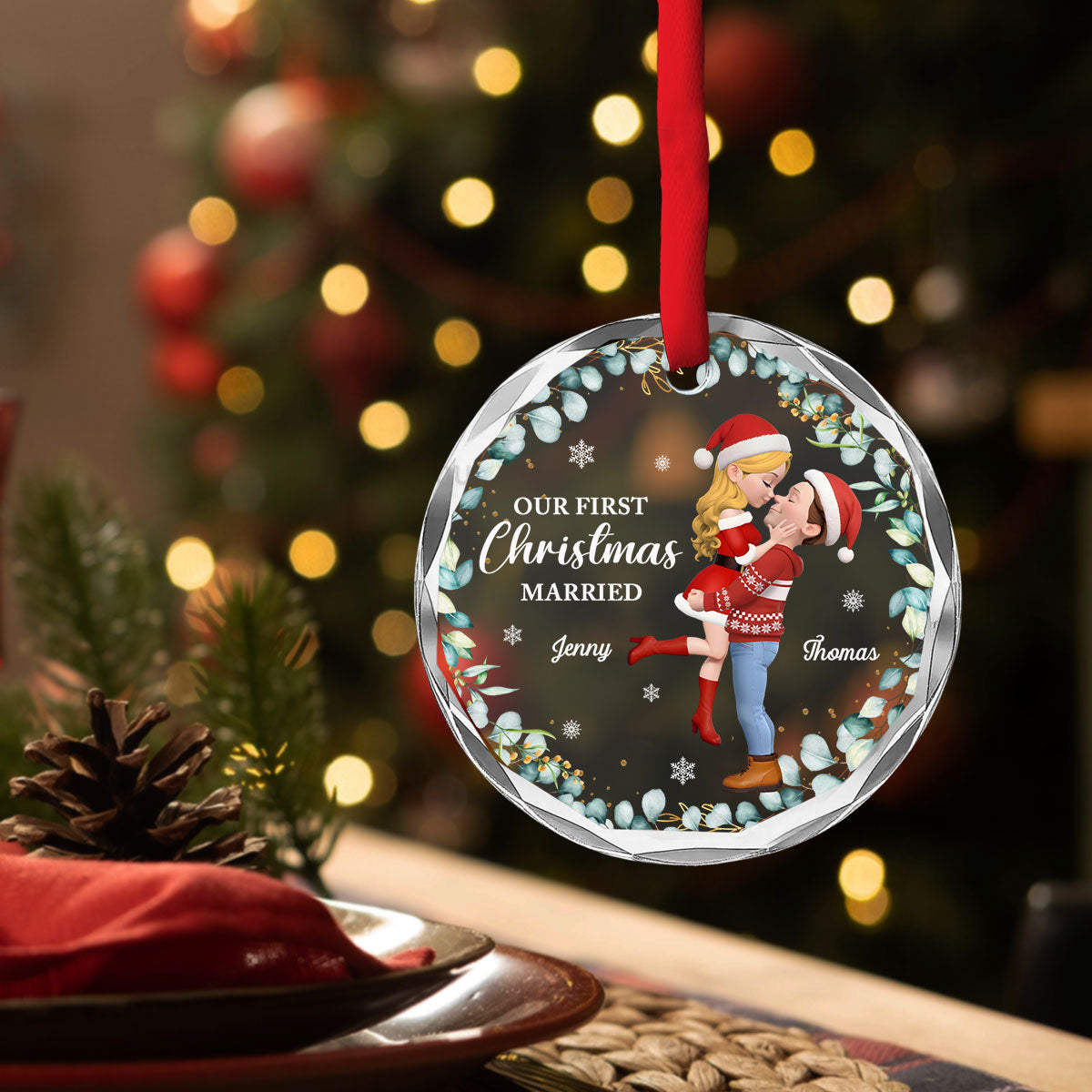 First Christmas Of Us - Personalized Custom Glass Ornament