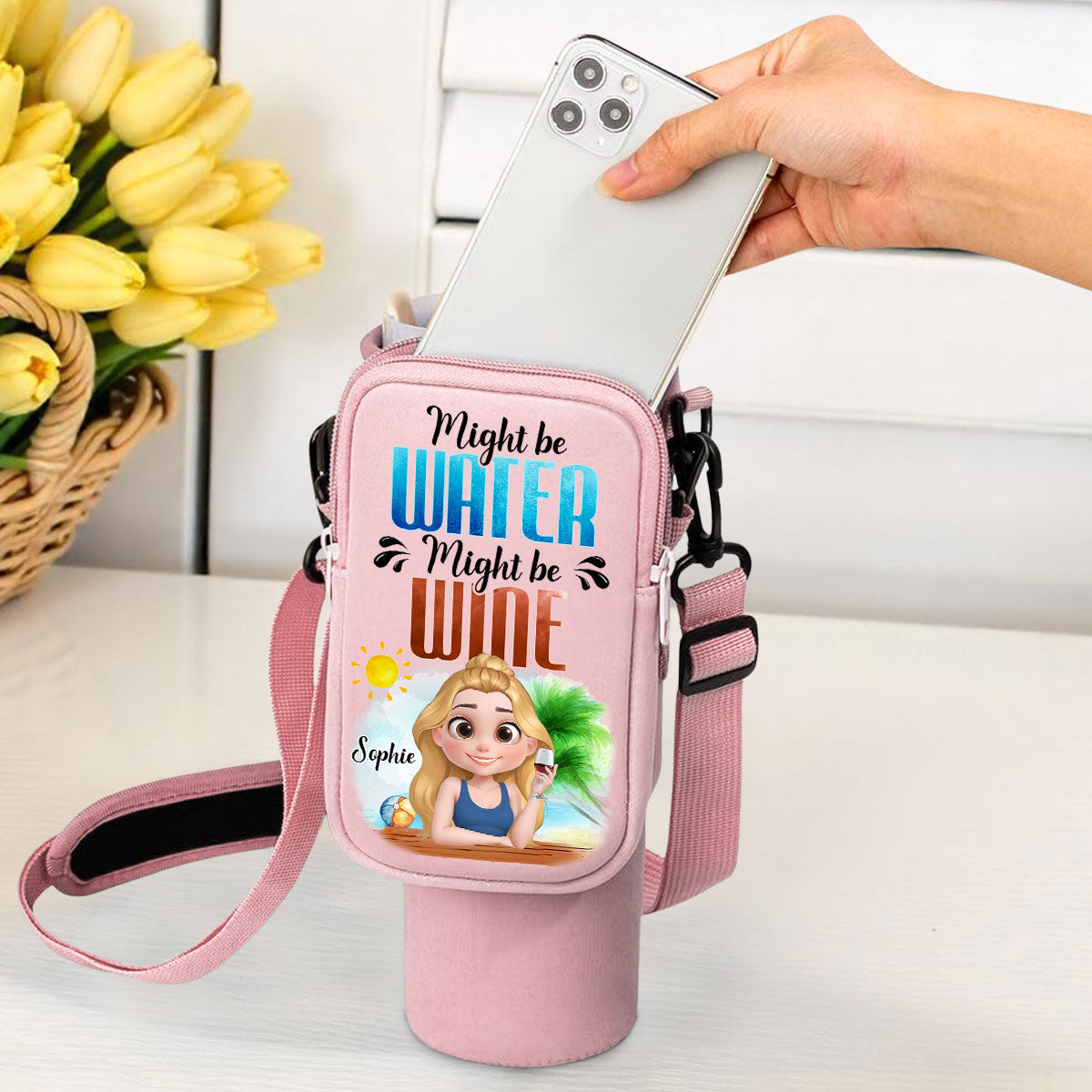 Might Be Wine - Personalized Custom 40oz Water Bottle Carrier Bag