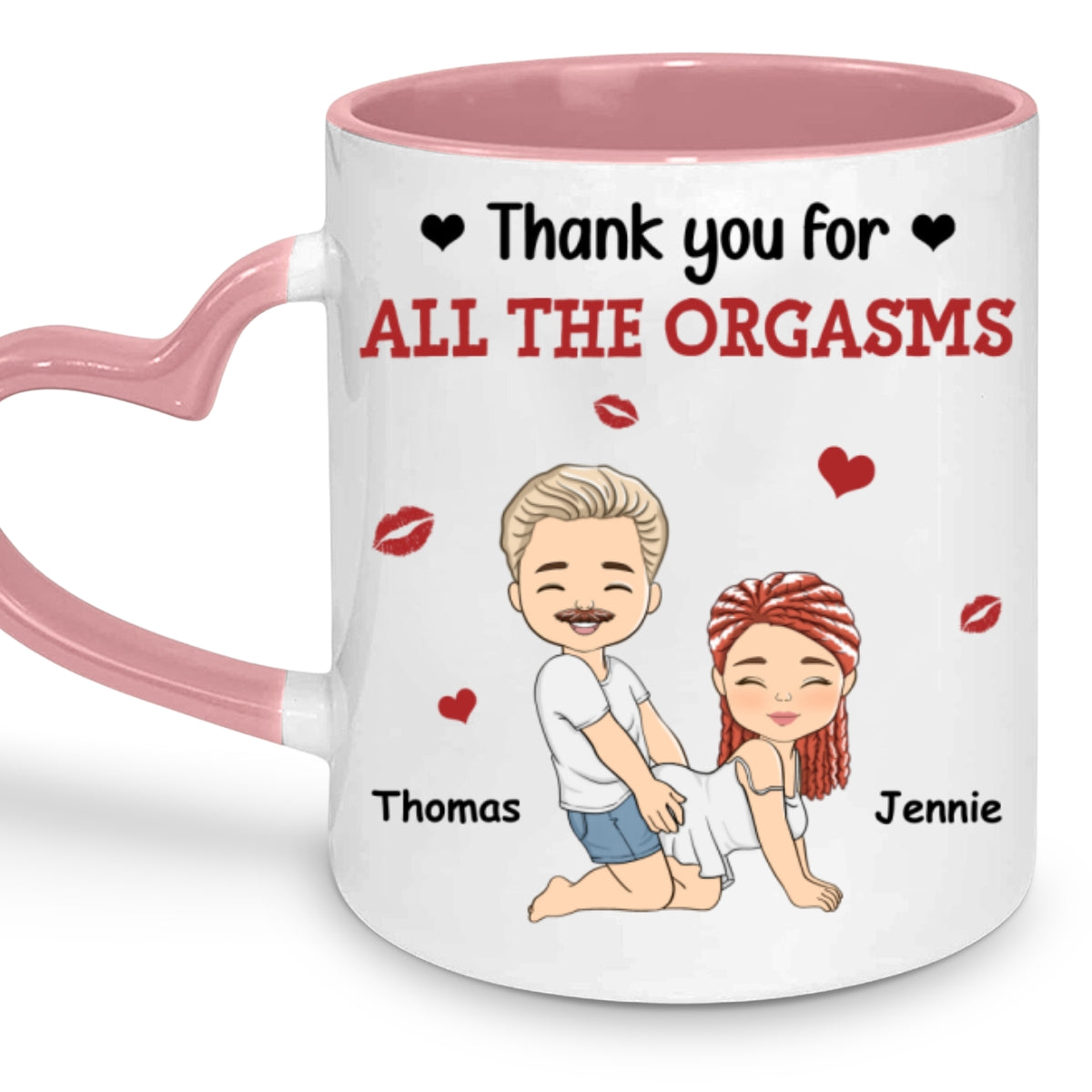 Thanks For All - Personalized Custom Heart Handle Mug