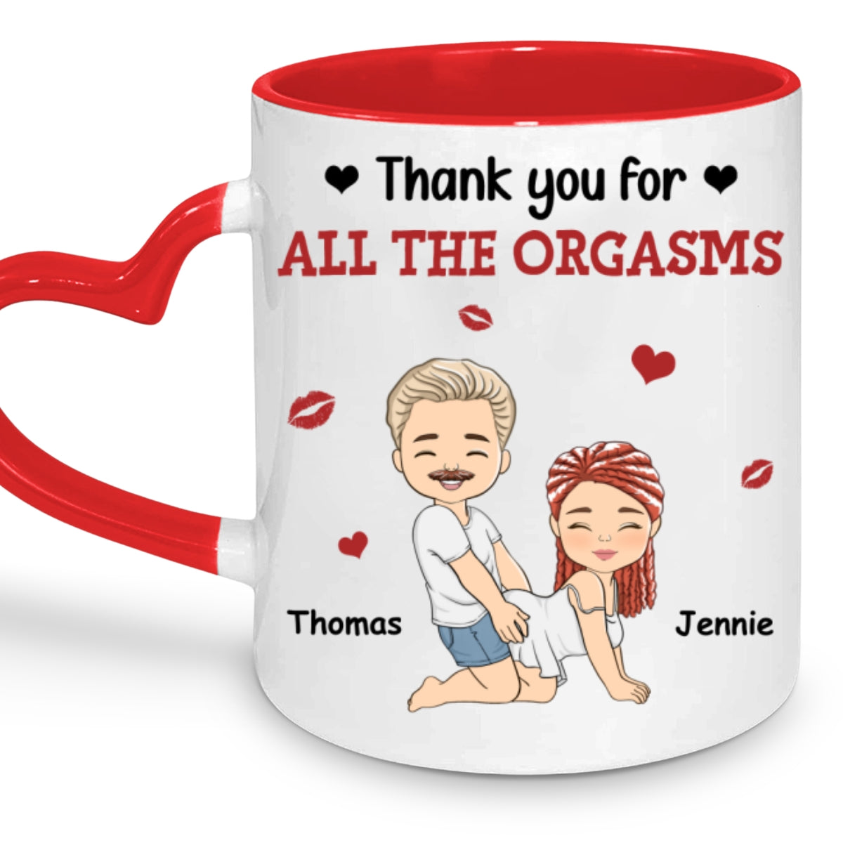 Thanks For All - Personalized Custom Heart Handle Mug
