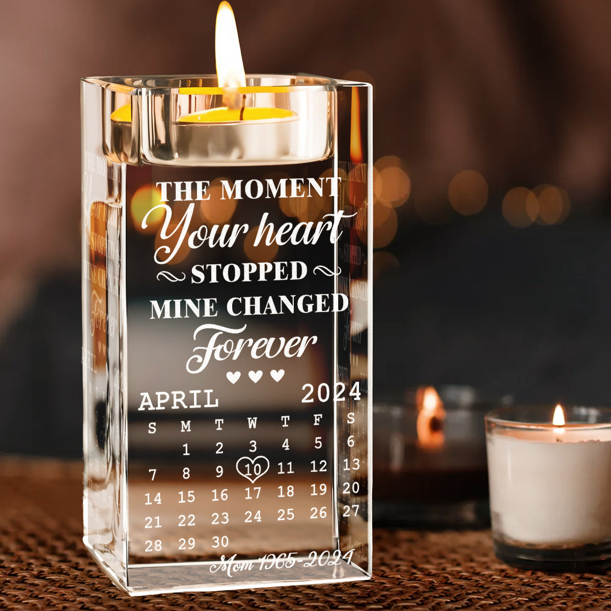The Moment - Personalized Custom Engraved Crystal Candle Holder
