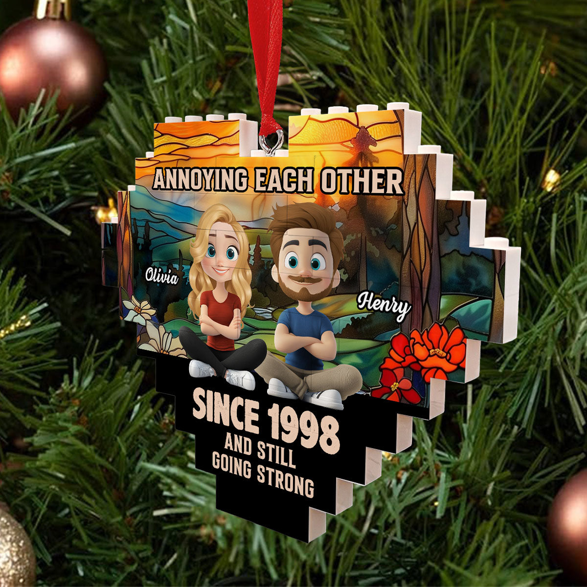 Love You Forever - Personalized Custom Heart Puzzle Ornament