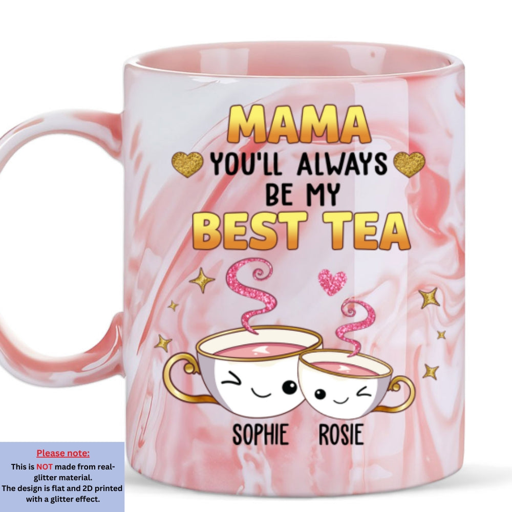 Mom Always Be My Best Tea Glitter - Personalized Custom Pink Marble Mug