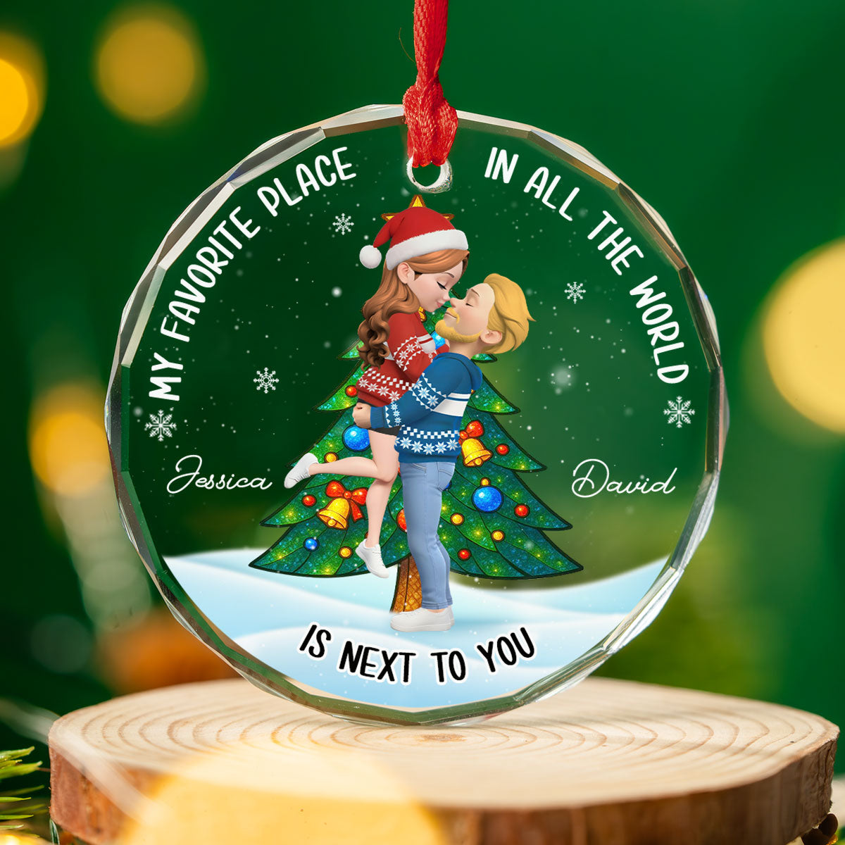 The Best Place Is With You - Personalized Custom Glass Ornament