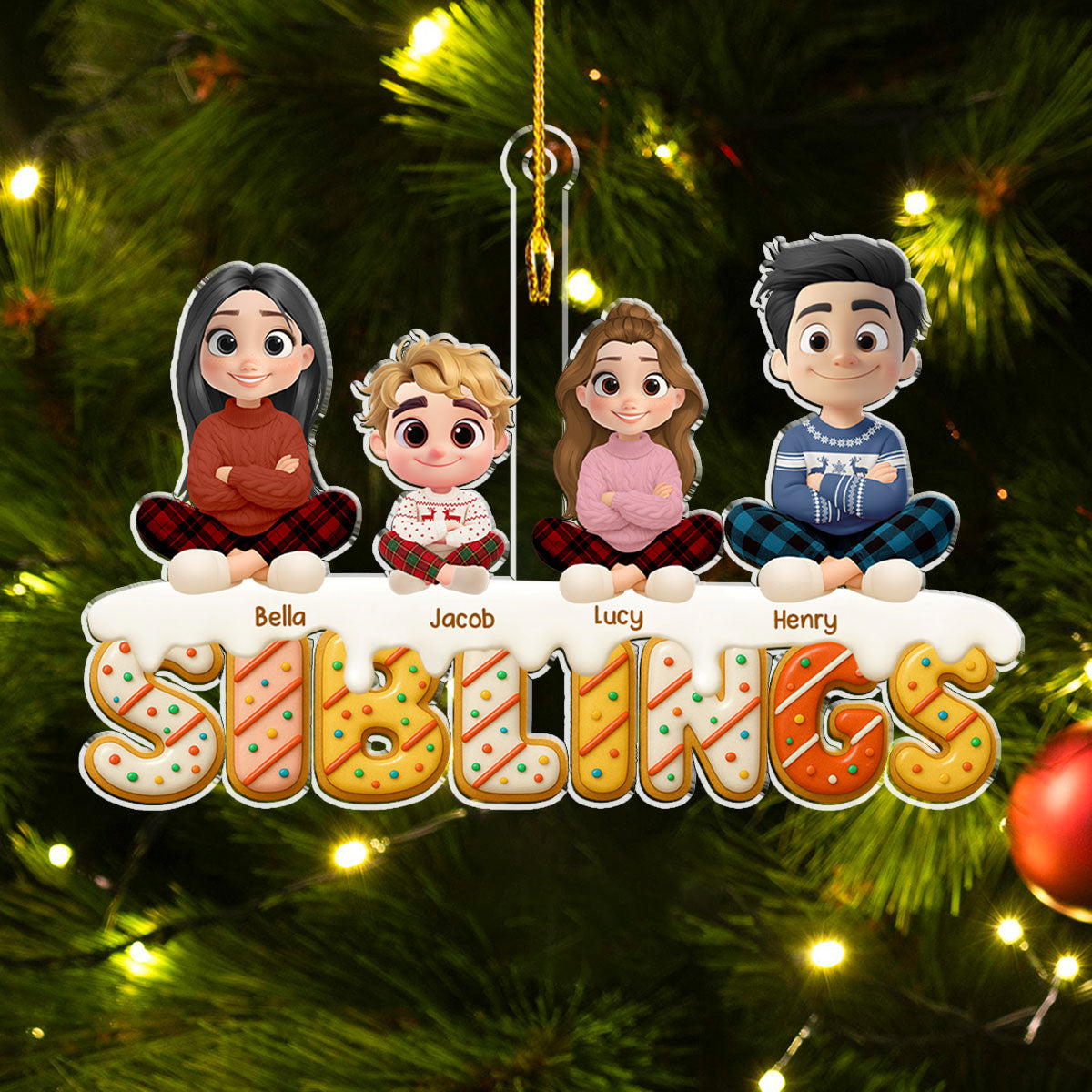 Siblings Forever Version 2 - Personalized Custom Acrylic Ornament