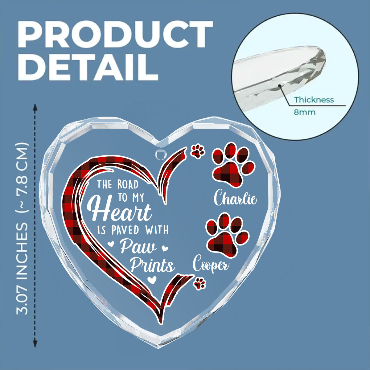 The Road To Fur Mom Heart - Personalized Custom Glass Ornament