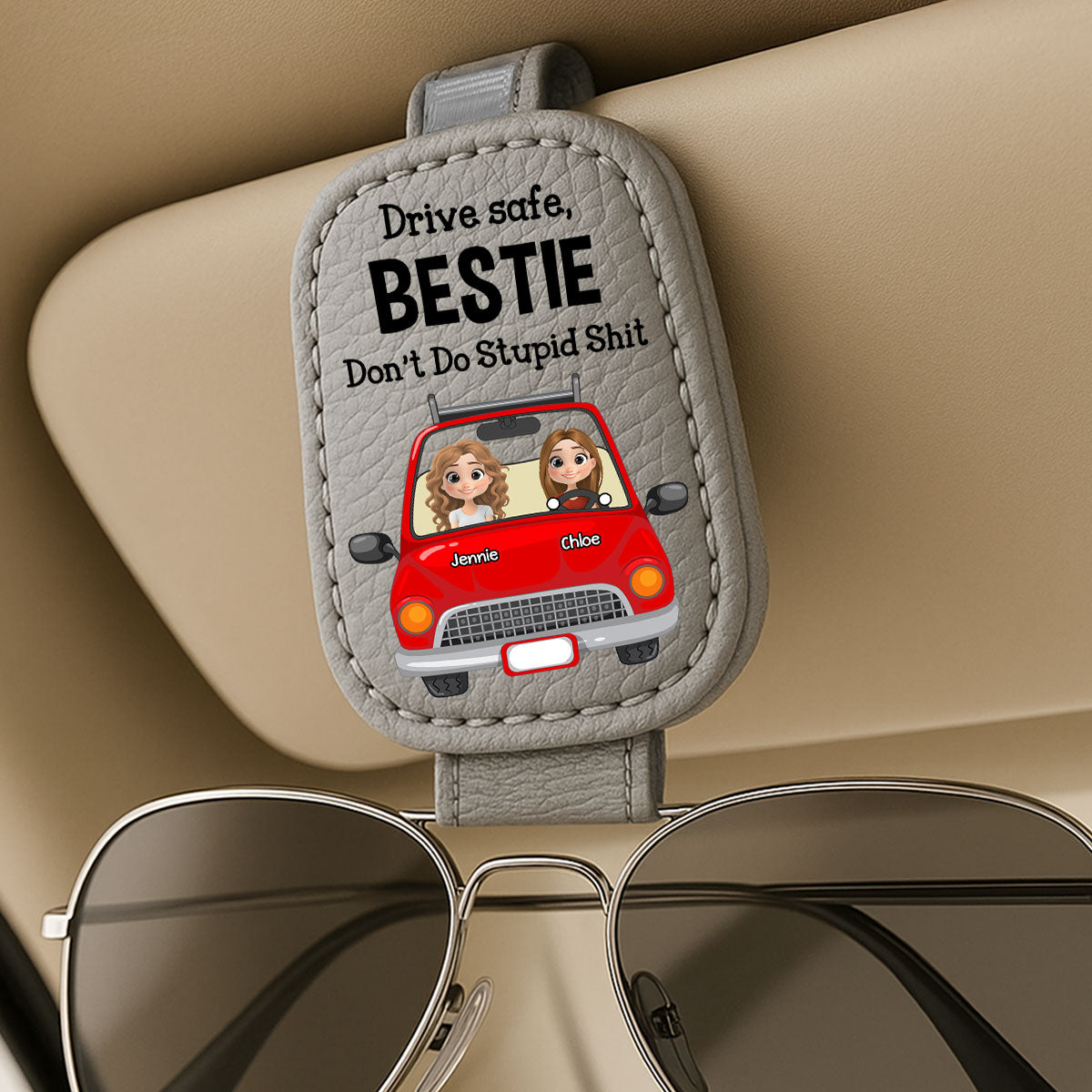 Drive Safe - Personalized Custom Sunglasses Holder For Car Visor