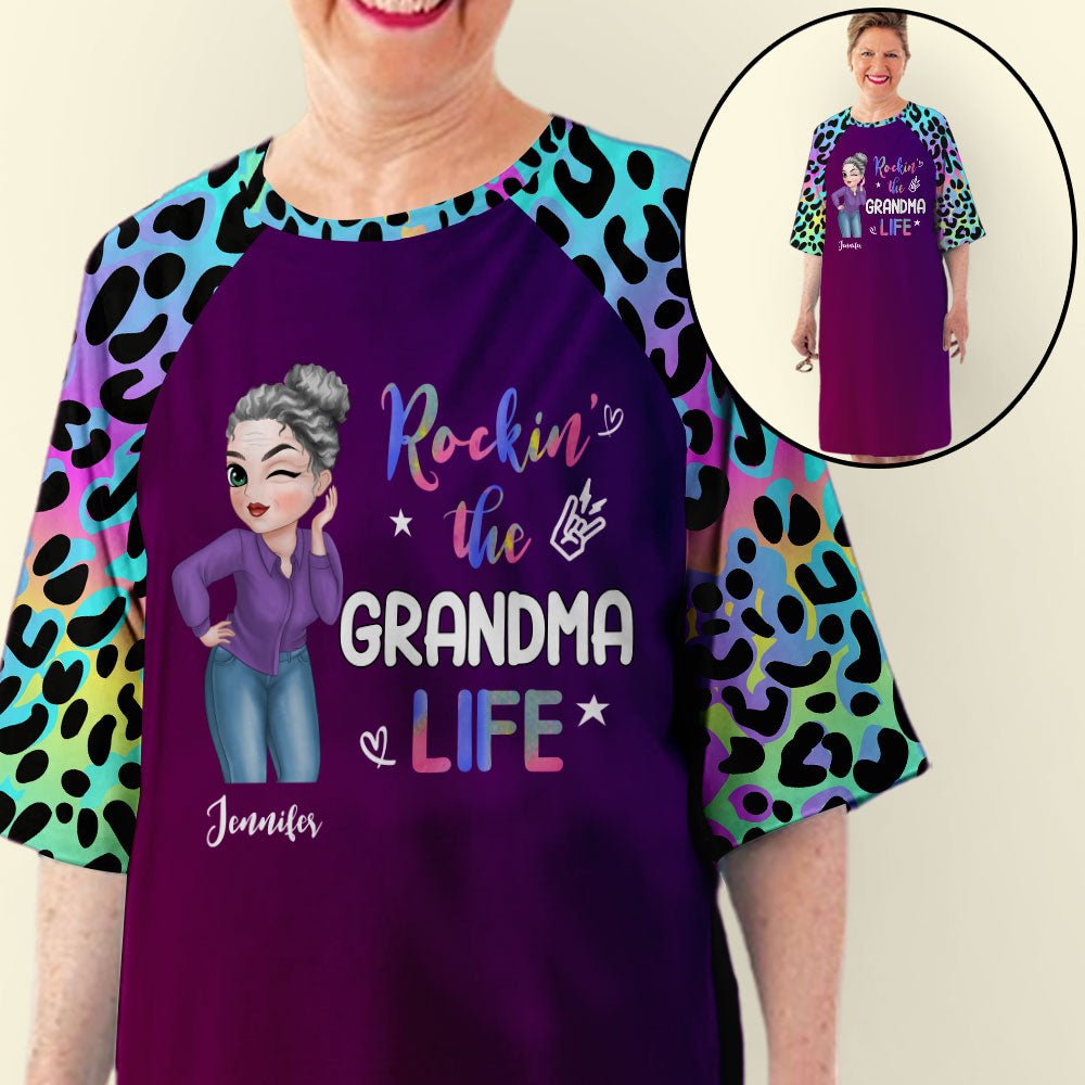 Leopard Grandma Life - Personalized Custom 3/4 Sleeve Dress
