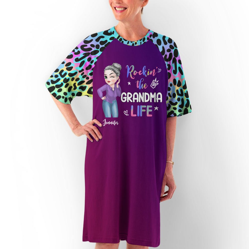 Leopard Grandma Life - Personalized Custom 3/4 Sleeve Dress