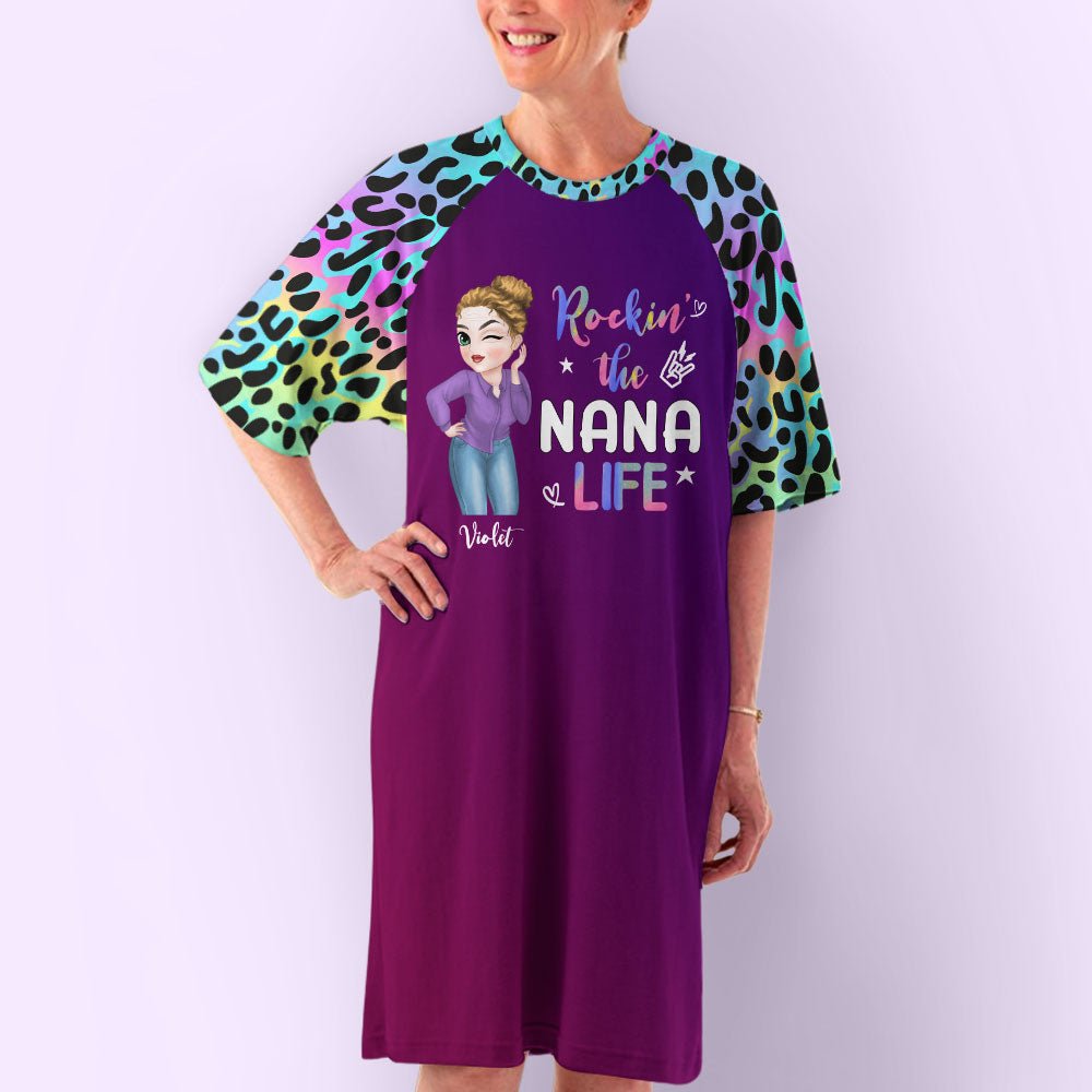 Leopard Grandma Life - Personalized Custom 3/4 Sleeve Dress